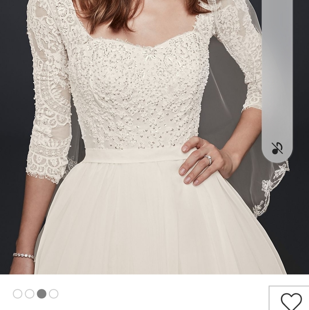 Oleg Cassini Organza 3/4 Sleeved Wedding Dress. - Picture 2 of 7